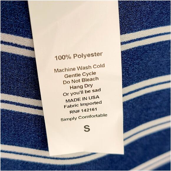 Lularoe Joy Vest SM Navy White Vertical Stripe Summer Nautical Longline Duster - Picture 4 of 8